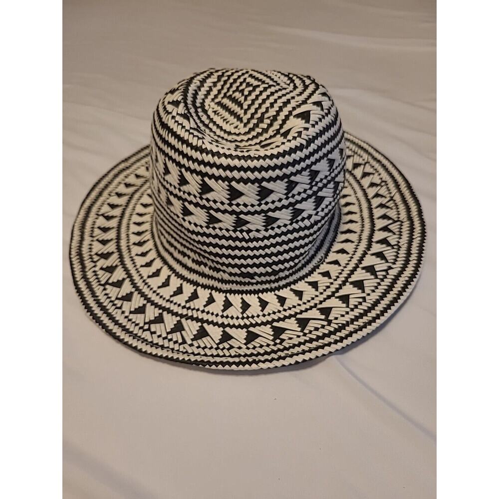 Mark. Women's Paper Straw Woven Sombrero Hat Black Cream One Size Boho Festival